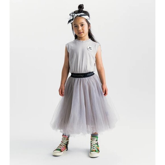 Nununu Smirks Tulle Dress in Concrete Smokey Grey - Picture 2 of 5